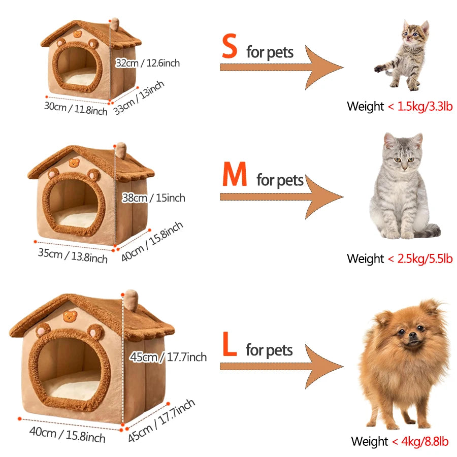 Foldable Pet House - Washable and Removable, Cave for Puppies